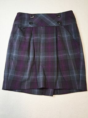 Y2K Junior Women’s Plaid Pleated Mini Skirt - Purple/Gray